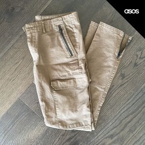 ASOS Super Skinny Pants with Zip Cargo Pockets in Olive / Khaki
